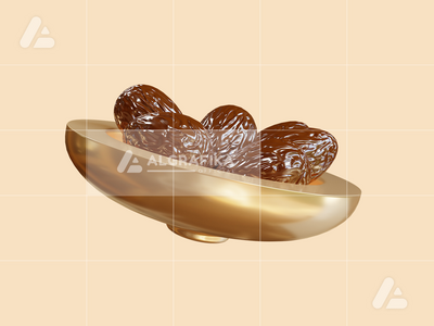 3d 插图斋月日期水果对象(3d illustration ramadan dates fruit object)