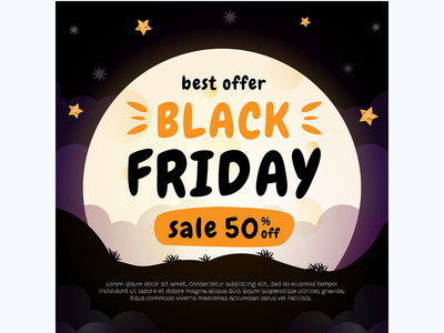黑色星期五销售横幅与背景满月(black friday sale banner with background full moon)