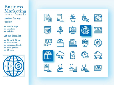 带有样式大纲的商业营销图标(Business Marketing Icon With Style Outline)