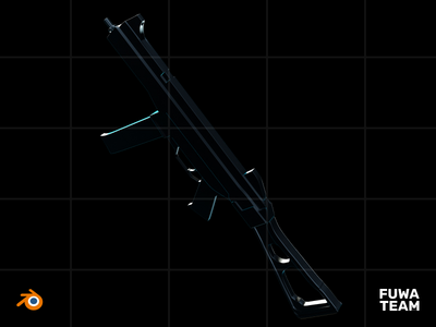 3D 游戏设备在黑暗插图包中发光 - 冲锋枪(3D Game equipment glow in the dark illustration pack - Sub Machine Gun)