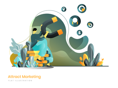 吸引营销平插图(Attract Marketing flat illustration)