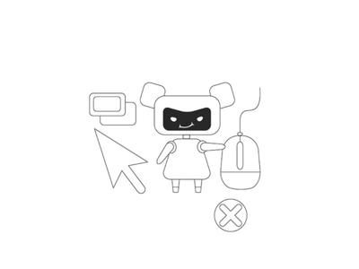 单击 bot 细线概念矢量图(Click bot thin line concept vector illustration)