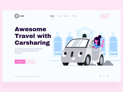 拼车登陆页面插图(Carsharing Landing Page Illustrations)