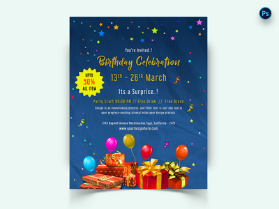生日派对社交媒体帖子模板(Birthday Party Social Media Post Template)
