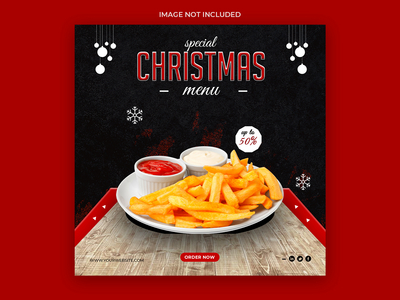餐厅美味菜单模板的圣诞社交媒体帖子(Christmas social media post for restuarant delicious menu template)