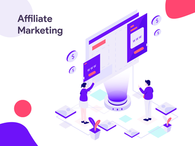 联盟营销等距图(Affiliate Marketing Isometric Illustration)