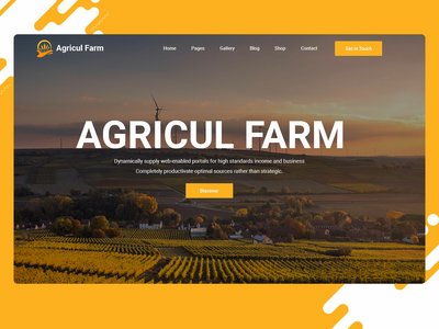 农业英雄标题登陆页面设计。(Agriculture Hero Header Landing Page Design.)