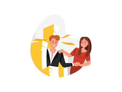 商人被困在成堆的文件中，女人把他拖了出去。(Businessman stuck in piles of papers and woman drags him out.)