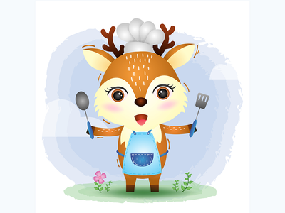 一个可爱的小鹿厨师(a cute little deer chef)