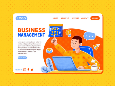业务管理 — 着陆页插图(Business Management — Landing Page Illustration)