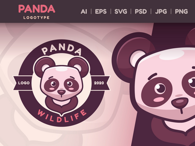 卡通人物动物熊猫-标识(Cartoon Character Animal Panda - Logotype)