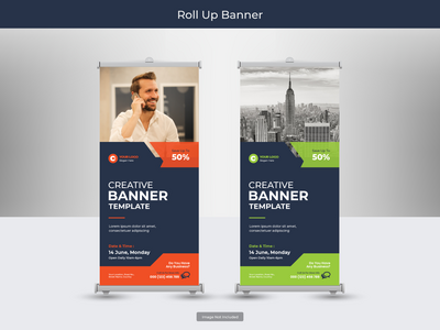 企业卷起横幅或传单社交媒体帖子模板(Corporate roll up banner or flyer social media post template)