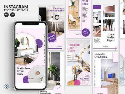 舒适 - 室内设计 Instagram 故事模板(Cozy - Interior Design Instagram Stories Template)