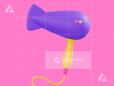3d 插图吹风机对象(3d illustration hair dryer object)