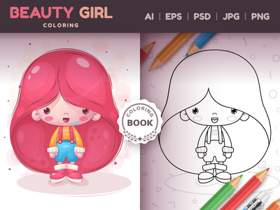 美少女 - 儿童游戏，图画书(Beauty Girl - Game For Kids, Coloring Book)