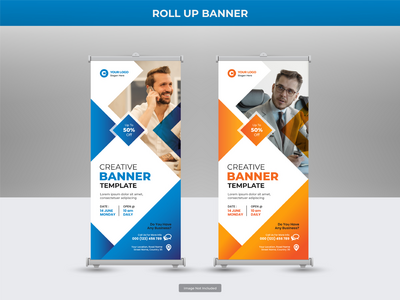 企业卷起横幅或传单社交媒体帖子模板(Corporate roll up banner or flyer social media post template)