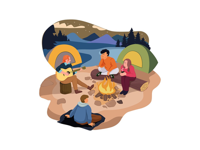 一群人挂在火边(A group of people hanging by the fire)