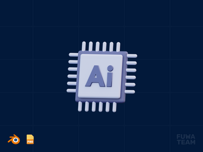 人工智能 - 3D NFT 插图（正面）(Artificial Intelligence - 3D NFT illustration (front))