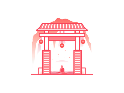 中国佛门图矢量(Chinese buddha gate illlustration vector)