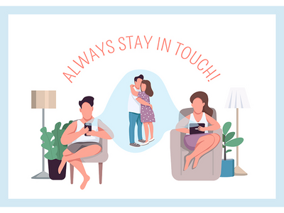始终保持联系海报平面矢量模板(Always stay in touch poster flat vector template)