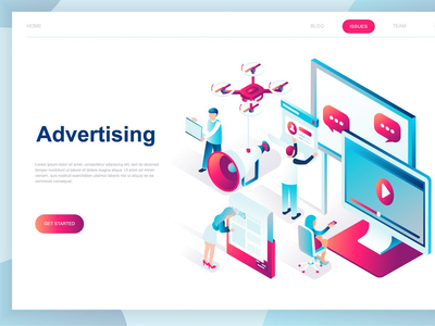 广告等距登陆页面(Advertising Isometric Landing Page)