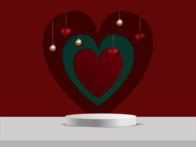 用于产品展示或放置的 3d 情人节讲台场景(3d valentine podium scene for product display or placement)