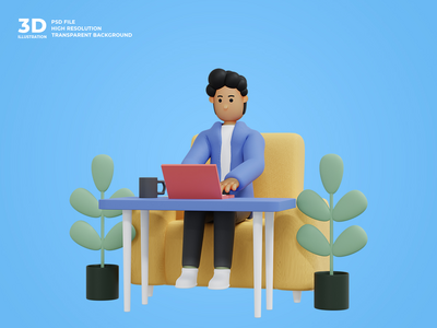 3d 业务人字符图(3d business man character illustration)