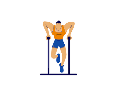 运动员在酒吧平面颜色矢量不露面字符(Athlete on bar flat color vector faceless character)