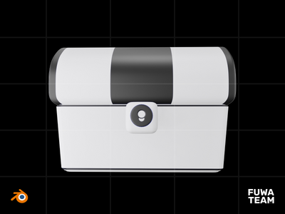 宝箱 - 3D 未来主义游戏物品（正面）(Chest Treasure - 3D Futuristic game item (front))