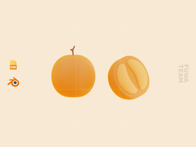 可爱的 3D 水果插画包 - 橙色（正面）(Cute 3D Fruit Illustration Pack - Orange (front))