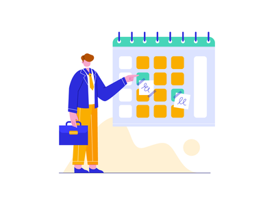 商人管理时间表图(Businessman Managing Schedule Illustration)