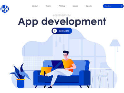 应用程序开发登陆页面平面概念(App Development Landing Page Flat Concept)