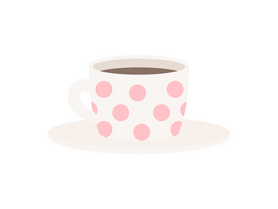 带碟半平面彩色矢量对象的陶瓷杯(Ceramic cup with saucer semi flat color vector object)
