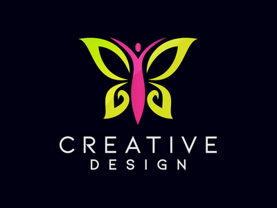 美丽蝴蝶女人标志设计(Beauty Butterfly Woman logo design)