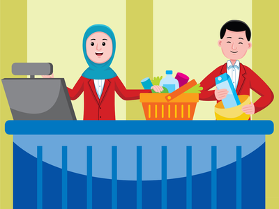 收银员职业矢量图(Cashier Profession Vector Illustration)