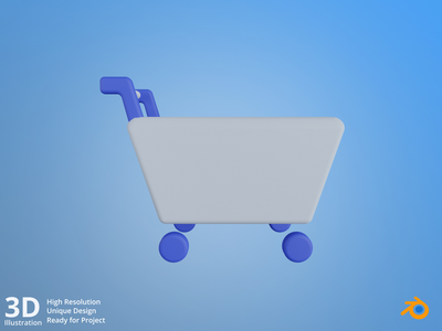 购物车-电子商务 3D 插图(Cart - E-Commerce 3D Illustration)
