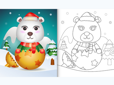 为有一只可爱北极熊的孩子们准备的图画书(coloring book for kids with a cute polar bear)