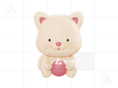 可爱的猫 3d 图(Cute cat 3d illustration)