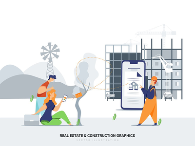 买家向房地产经纪人或建筑工人发送消息(Buyers sending a message to a real estate agent or construction worker)