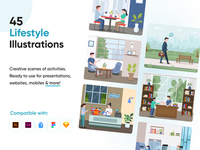 40+ 生活方式插图(40+ Lifestyle Illustrations)