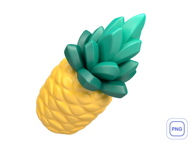 图标 3d 渲染元素水果菠萝(Icon 3d rendering elements fruit pineapple)