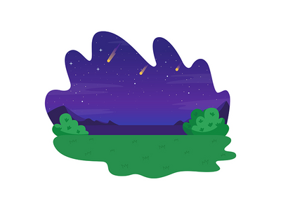 小行星在夜空中坠落 2D 矢量网页横幅、海报(Asteroids falling down in night sky 2D vector web banner, poster)