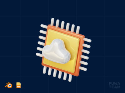 云计算-3D 设计过程说明(Cloud Computing - 3D Design Process Illustration)