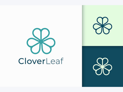 三叶草标志线和爱的形状(Clover Logo in Line and Love Shape)