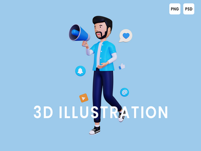 做商业广告的 3d 人(3d Man working on business advertisement)