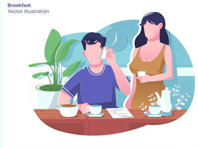 早餐-矢量图(Breakfast - Vector Illustration)