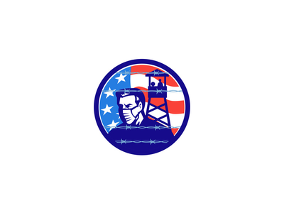 美国在锁定隔离图标(America in Lockdown Isolation Icon)