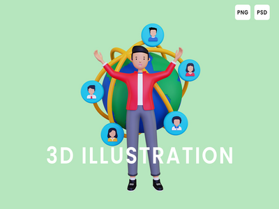 3d 人通过互联网连接(3d People connected over internet)