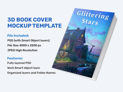 3d 书籍封面样机模板(3d Book Cover Mockup Template)