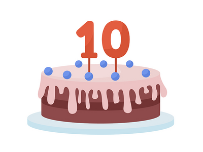 带蜡烛半平面彩色矢量对象的生日蛋糕(Birthday cake with candles semi flat color vector object)